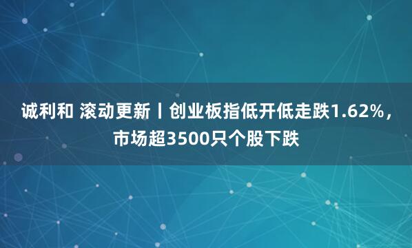 诚利和 滚动更新丨创业板指低开低走跌1.62%，市场超3500只个股下跌